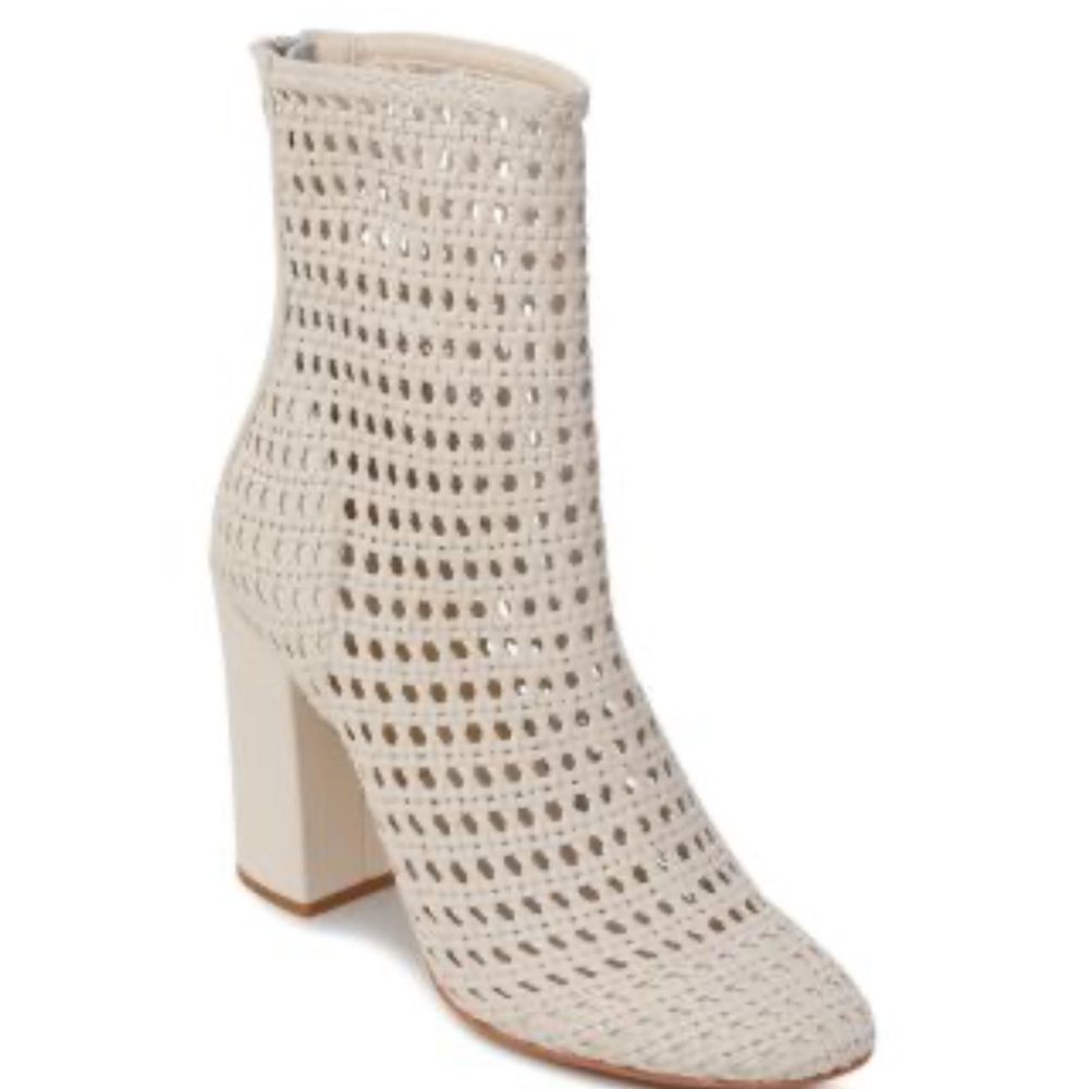 Dolce Vita Cream Ankle Boots with Textured Weave